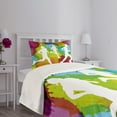 thumbnail image 3 of Ambesonne Fitness Quilted Bedspread Set 2 Pcs, Runners in Watercolors, Twin Size, Multicolor, 3 of 5