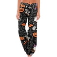 thumbnail image 2 of Women's Wide Leg Lounge Pants Yoga Pajamas Halloweens Cute Print Pjs Pants Plush Pajama Bottom Funny Pajama Bottom Sleepwear for Party, 2 of 7