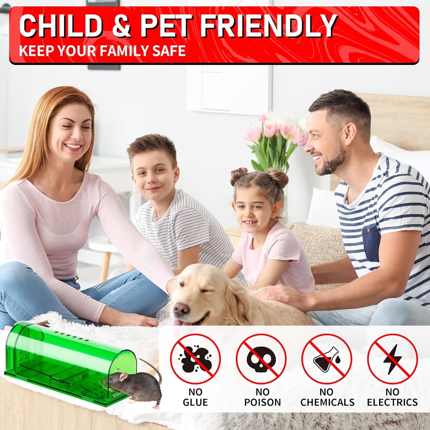 Humane Mouse Traps 6 Pack  No Touch Catch And Release Live Rodent Reusable With Cleaning Brush Pet Safe Indoor Outdoor Control For Mice Rats Chipmunks Voles