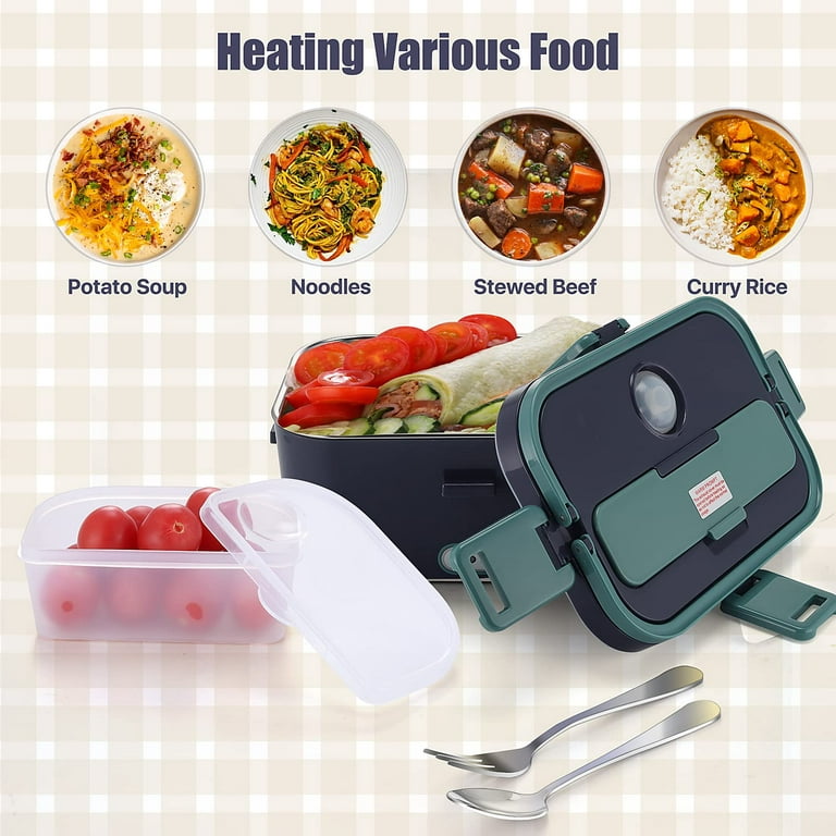 Beiou Electric Lunch Box 60W Food Heated 12V 24V 110V 1.8L Portable Food  Warmer Heater for Car/Truck/Home /Office 