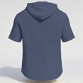 thumbnail image 5 of Hearthz Men’s Linen Blend Hooded Henley Shirts Drawstring Button Men Short Sleeve Shirt Summer Beach Big and Tall T Shirts for Men, 5 of 7