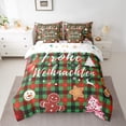 thumbnail image 2 of Homewish Green Christmas Buffalo Bedding Comforter Set 7-Piece for Teens, Kawaii Gingerbread Man King Bedding Sets, Cartoon Snowman Reversible Bed Sheets, Microfiber Bedroom Decor, 2 of 7