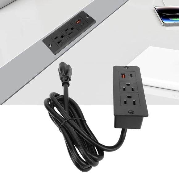 Recessed Power Strip Fast Charging Outlet USB C USB A Ports for Furniture 12A