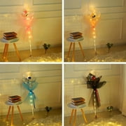 LED Luminous Balloon Rose Bouquet, Light Transparent Balloons with Flower, Ball Fake Roses for DIY Bouquets Wedding Party Gift Home Decoration Valentines Day