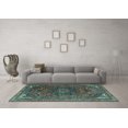 thumbnail image 3 of Ahgly Company Indoor Round Medallion Turquoise Blue Traditional Area Rugs, 5' Round, 3 of 4