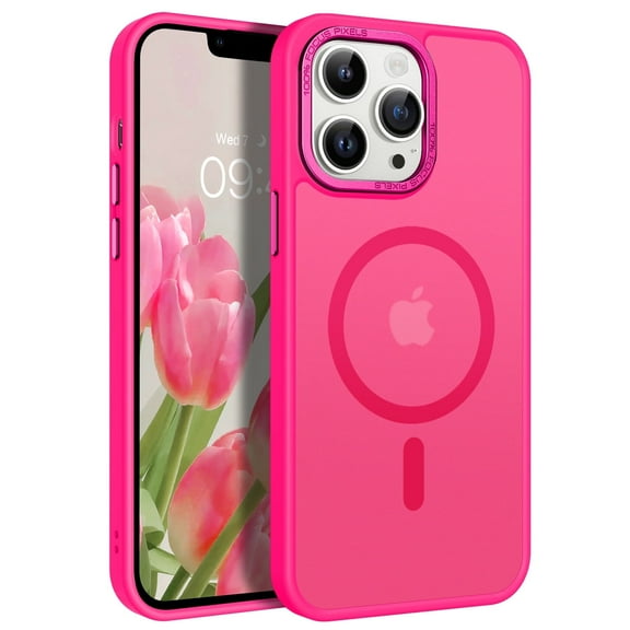 For IPhone 13 Pro Max Case Compatible with MagSafe, 6.7" Tpu Magnetic Car Mount Support, Anti-Fingerprint Shockproof Protective Cover for iPhone 13 Pro Max 6.7 inch, Black,Hot Red