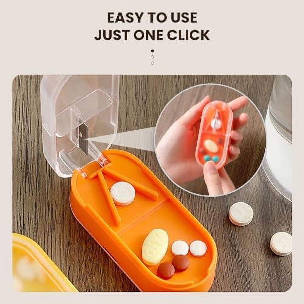 Pill Cutter Travel Pill Organizer, 2025 New 3 Compartment Small Pill Box Pill Cutter Splitter for Small or Large Pills, Small Pill Container Portable Pill Case for Pocket Purse Pill Organizer (Green)