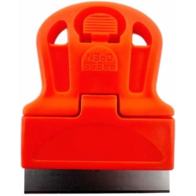 Orange Mini Razor Scrapers, Mini Plastic Razor Steel Blade Scraper Window Scraper Paint Scraper Wallpaper Sticker Decal Residue Label Removal Putty Knives