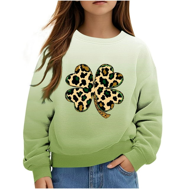 St. Patricks Day, un Garçon Adapté, T-Shirt à Manches Longues pour Enfants St. Patricks Day Imprimé Col Rond Chandail en Molleton Haut Adapté pour les Chandails en Molleton à Capuche pour Garçons et Filles
