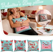 Valentines Day Decorations Pillow Covers 18x18 Inch Throw Pillowcase Winter Holiday Decorative Cushion Covers for Sofa Couch Bedroom Home Decor Love Theme Red-Pink A