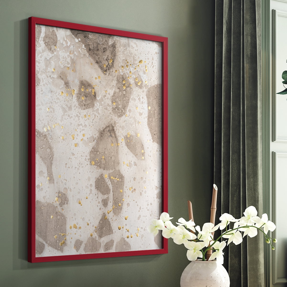 Chordata I Framed Print in Red Solid Wood Framed Print No Nail Hanging