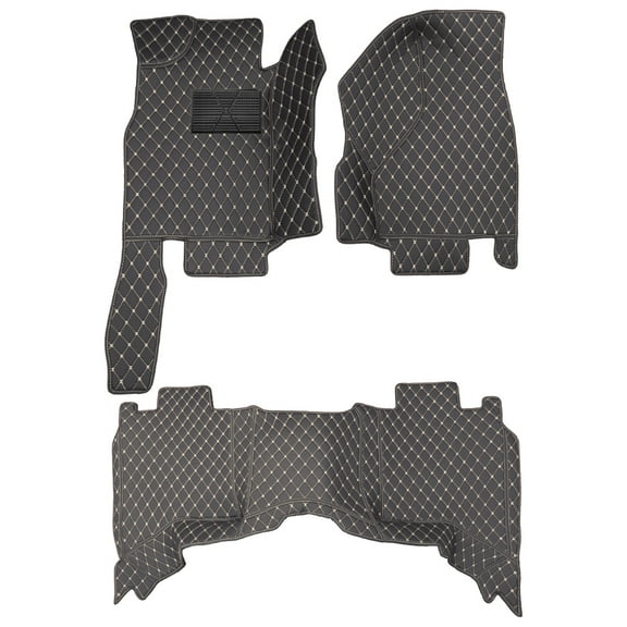 leadwolf Car Floor Mats Carpet for DQ for Dodge for RAM 2500 2011-2018 5 Seats Carpet Protection Floor Mats All Weather PU Leather Front & Rear Full Set Black Beige 3pc