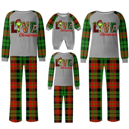 

2024 Christmas Grinch Family Matching Sleepwear Grinch Print Long-Sleeved Sleepwear Family Matching Sets for Baby Kid Men Women Couples Family Grinch Matching