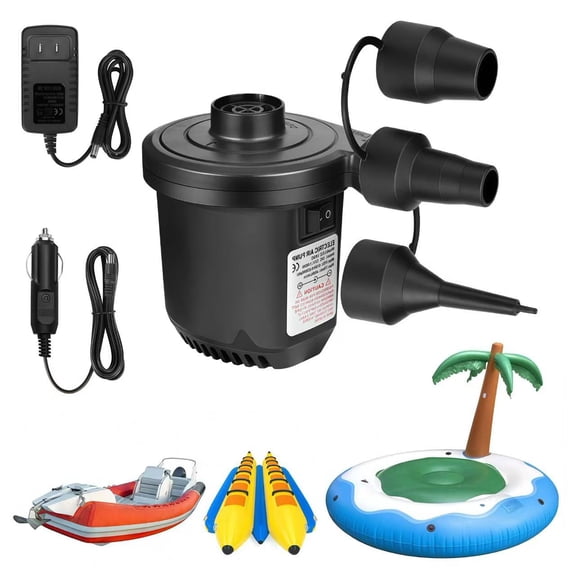 LHYXU Electric Air Pump for Inflatables Quick-Fill Inflator Deflator with 3 Nozzles Portable Air Mattress Pump for Beds Pool Floats Swimming Rings Outdoor Camping Inflatable AC/DC Adaptors