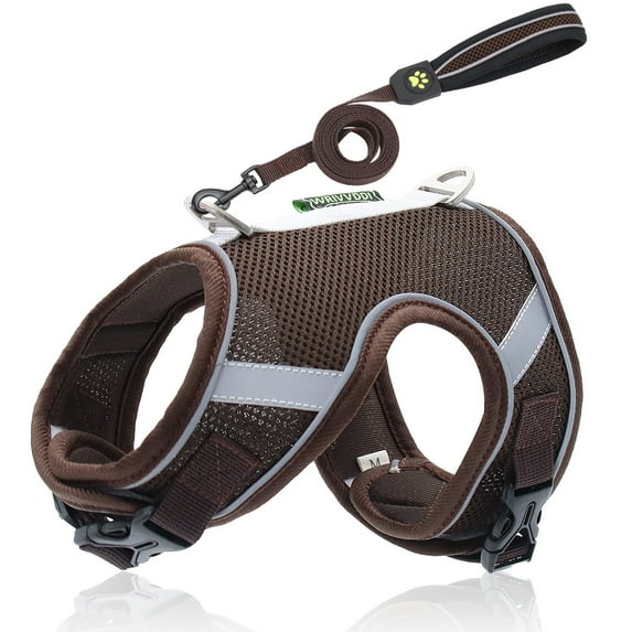 Yidarton New Pet Chest Strap Breathable Mesh Chest Strap Reflective Dog Rope Small Dog Pet Leash Wear a set of 1.5 m traction belt Coffee L