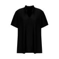 thumbnail image 4 of USSUMA Womens Summer Tops Womens Plus Size T-Shirts V-Neck Puff Short Sleeve Tops Casual Summer Top Hollow Out Blouses Elegant Sales Black Polyester+Spandex XXXXL, 4 of 5