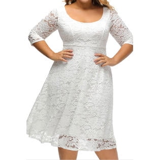 three quarter sleeve grey lace dress