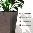 thumbnail image 2 of Outsunny 28" Tall Planters, Set of 3 Plastic Flower Pots with Marble Finish and Drainage Holes, Stackable Tapered Outdoor Planters, Brown, 2 of 4