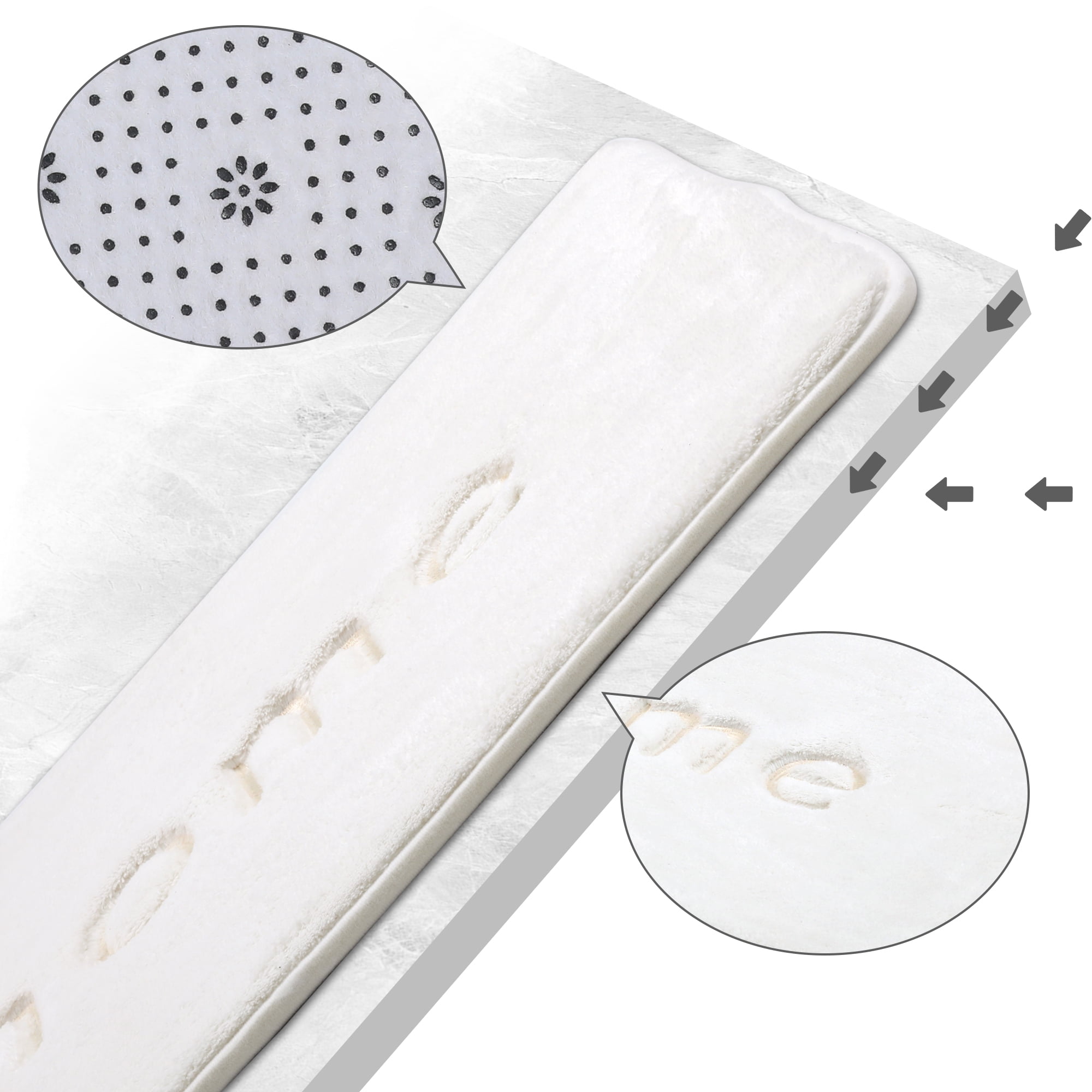 Unique Bargains Funny Letters Bath Rugs Non Slip Washable Bath Mats White 16" x 24"