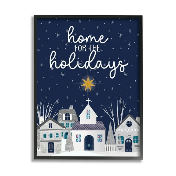 Stupell Industries Home For The Holidays Night Sky Graphic Art Black Framed Art Print Wall Art, Design by Linda Birtel