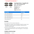 thumbnail image 2 of Front Brake Pad Set - Compatible with 2010 - 2016 Land Rover LR4 2011 2012 2013 2014 2015, 2 of 2