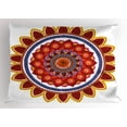thumbnail image 1 of Red Mandala Pillow Sham Round Figure with Leaves and Summer Meadow Daisies Sunflowers Colorful Joyous, Decorative Standard Queen Size Printed Pillowcase, 30 X 20 Inches, Multicolor, by Ambesonne, 1 of 2