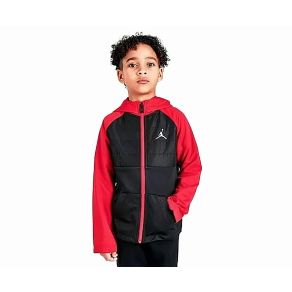 Nike Therma Fz Jacket Boys Jackets Size 6, Color: Black/University Red