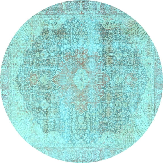 Ahgly Company Indoor Round Persian Light Blue Traditional Area Rugs, 5' Round