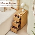 thumbnail image 5 of WIRRYTOR Mid-Century Modern Curved Edge Bedroom Nightstand, Narrow Wood Bedside Table with Floating Top, No Assembly 3 Drawer End Table, Natural, 5 of 9