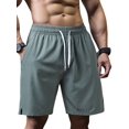 thumbnail image 3 of Men'S Quick Dry Elastic Waist Drawstring Loose Fit Athletic Gym Shorts Green M, 3 of 6