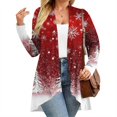 thumbnail image 6 of Women's Fall and Winter Fashion Casual Print Long Sleeve Mid-Length Cardigan Jacket, Christmas Theme for Holiday Season,Wine,4XL, 6 of 6