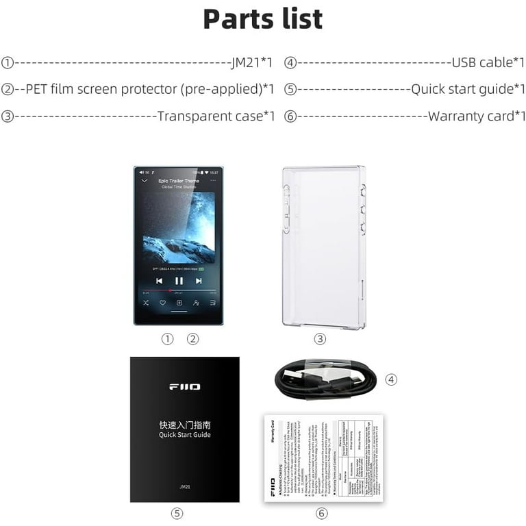 JadeAudio/FiiO JM21 Android 13 Hi-Res Music Player MP3 with