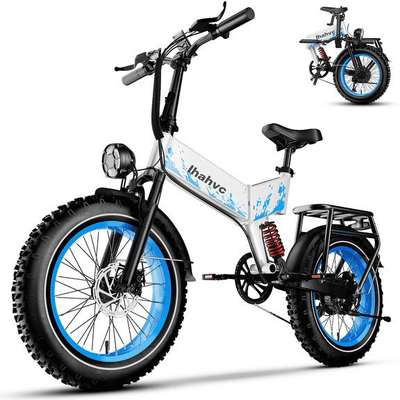 Folding Electric Bike for Adults with 500W Motor, 52V 20Ah Removable Battery Fast Ebike,Max 70Miles & 20MPH,20" x4.0 Fat Tire Commuting Electric Mountain Bike,7-Speed