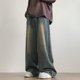 thumbnail image 1 of Pantalones vaqueros desgastados vintage azules para hombre, pantalones vaqueros de pierna ancha, pantalones vaqueros holgados rectos casuales de moda de gran tamaño para hombre, 1 of 6