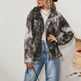 thumbnail image 4 of Chaqueta acolchada con solapa cruzada y botones de manga larga con estampado de teñido anudado para mujer Fridja BV0+4234, 4 of 9