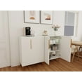 thumbnail image 5 of Modern White Sideboard Cabinet with Gold Handles - Kitchen & Dining Room Storage Organizer (31.5"L X 16.5"W X 42.9"H), 5 of 11