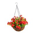 thumbnail image 4 of Cesta colgante artificial con flores que parecen reales, ideal para césped, balcón y exterior. Rojo, 4 of 9