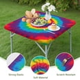 thumbnail image 4 of Colorful Rainbow Tie Dye Spiral Pattern Square Fitted Tablecloth with Elastic Edge,Square Table Cover,Washable Elastic Table Cover for Home Kitchen Party Decor 34"x34", 4 of 6