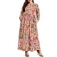 thumbnail image 2 of Mengpipi Women's Plus Size Casual Long Sleeve Crewneck Dress Flowy Tiered Loose Maxi Dress with Pockets 1X-5X, 2 of 8