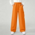 thumbnail image 4 of NAISIBABY Boys Fleece Sweatpants, Elastic Waist Straight Leg Multi-Pockets Kids Casual Sports Trousers Orange 9T, 4 of 9