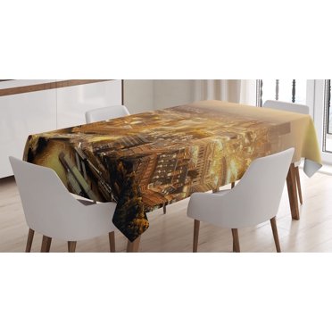 Ambesonne Panorama Tablecloth Rectangular Table Cover, London Aerial Scenery, 60"x90", Multicolor