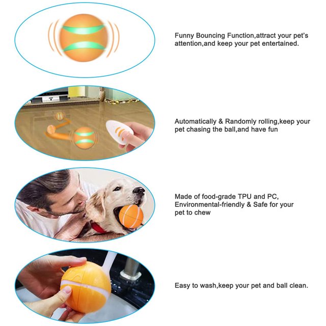 Pelotas interactivas inteligentes para mascotas, pelotas recargables por USB para mascotas, juguete de seguridad duradero, pelotas de Control remoto automático para mascotas