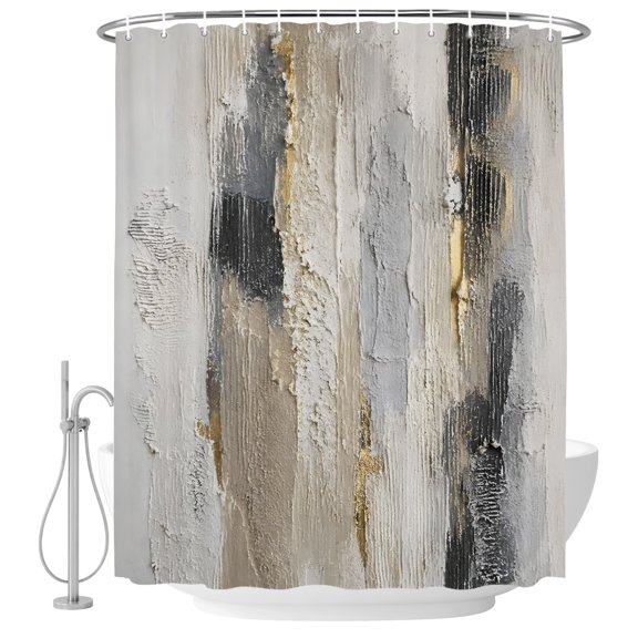 Bathroom Shower Curtain Brown Beige Abstract Waterproof Shower Curtains with Hooks, Modern Minimalist Art Bath Curtains Bathtub Curtain Home Decor 60x72in