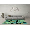 thumbnail image 3 of Ahgly Company Machine Washable Indoor Round Abstract Turquoise Blue Modern Area Rugs, 4' Round, 3 of 4