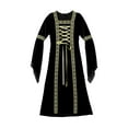 thumbnail image 4 of YONGHS Kids Girls Renaissance Vintage Maxi Dress Gothic Medieval Costume Halloween Fancy Dress up Black 12, 4 of 6