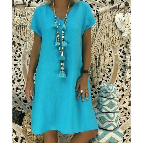 Looligat Sundresses for Women,Women Summer Style Feminino Vestido T-shirt Cotton Casual Plus Size Ladies Dress