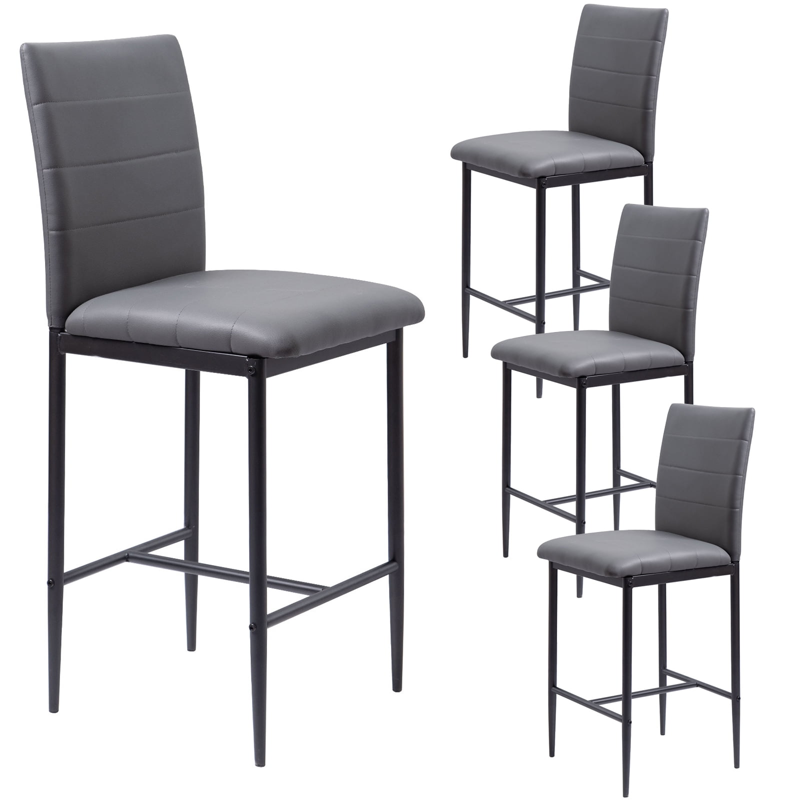 Nopurs Bar Stools Set of 4 Modern Faux Leather Barstools Counter Height
