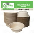 thumbnail image 5 of 200 Pack 16 oz Compostable Paper Bowls Heavy-Duty Disposable Bowls, Eco-Friendly Natural Bagasse Unbleached, Hot or Cold Use, 100% Biodegradable Soup Bowls Sugarcane, 5 of 9