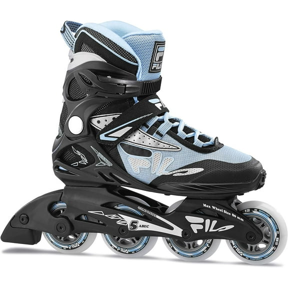 FILA Legacy Comp Inline Skates for Teens and Adults, Unisex Inline Skates for Girls, Boys, Women and Men, Black and Blue, Women's 6