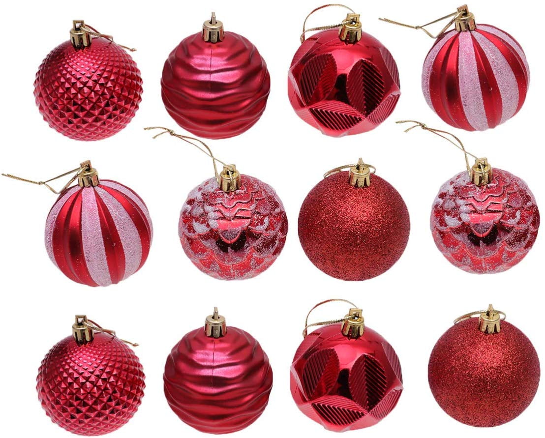 GameXcel 18Pcs Christmas Balls Ornaments for Xmas Tree Shatterproof Christmas Tree Decorations Large Hanging Ball Red & White3.2 x 18 Pack 